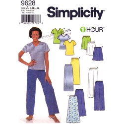 9628 1 HR KNIT SS TOP, FLARE SKIRT LENGTHS, BOTTOMS PATTERN S-XL